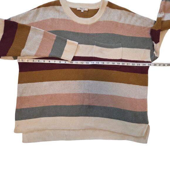 Madewell Sweater, Thompson Pocket Crewneck Pullover Striped Cotton Blend sz 1X - Picture 5 of 10